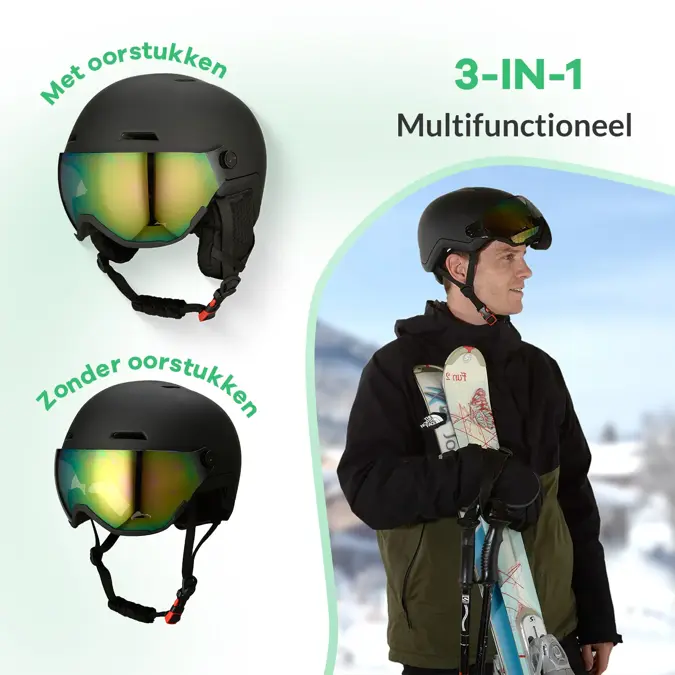 GO-OFF XTREME Skihelm met Vizier zwart S