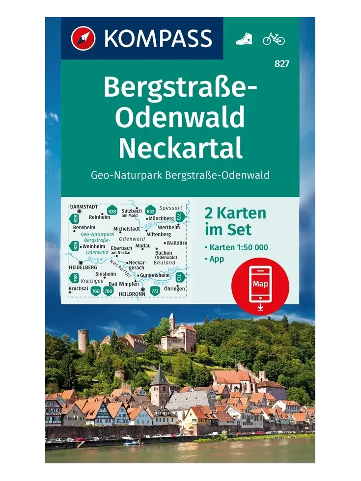 Wandelkaart WK827 Bergstrasse Odenwald