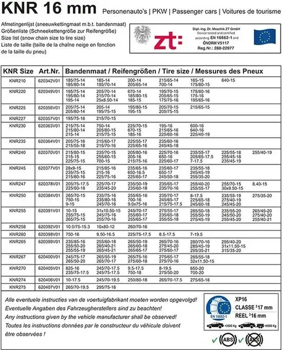 ProPlus Sneeuwkettingen - KNR250