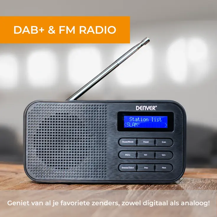 DAB+/FM Radio Alarmfunctie Werkt op AA-batterijen