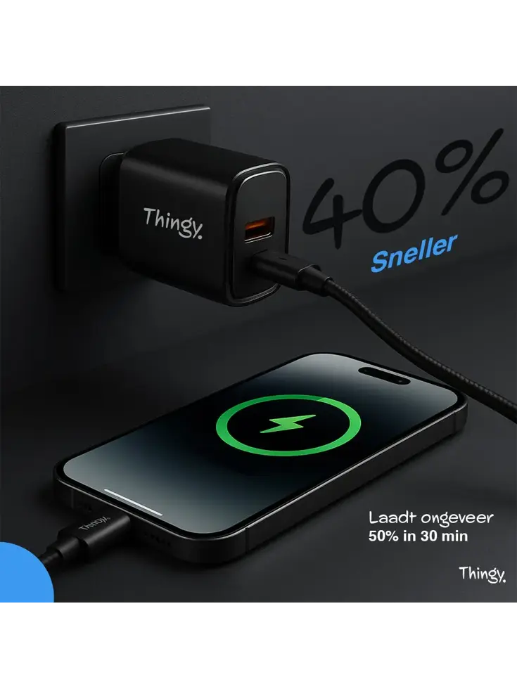 Snellader 35W USB-A & USB-C Met Kabel