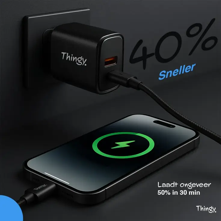 Snellader 35W USB-A & USB-C Met Kabel