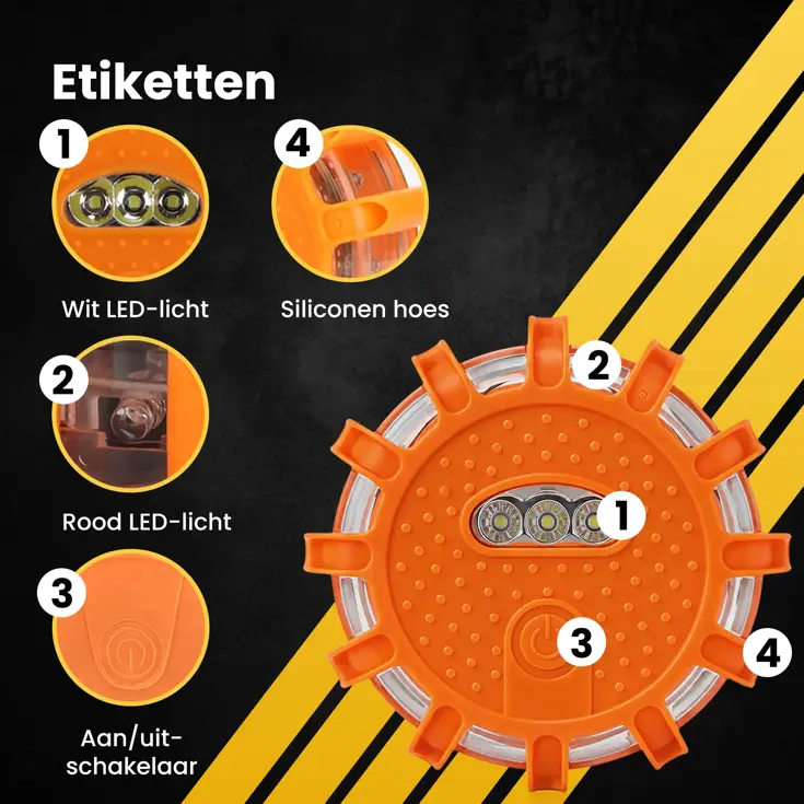 Oranje LED waarschuwingslamp 1 stuks