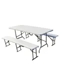 Inklapbare tafel en banken set - kunststof