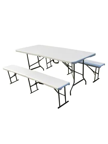 Inklapbare tafel en banken set - kunststof