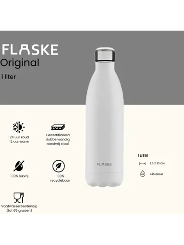 FLASKE 1 liter  RVS Drinkfles