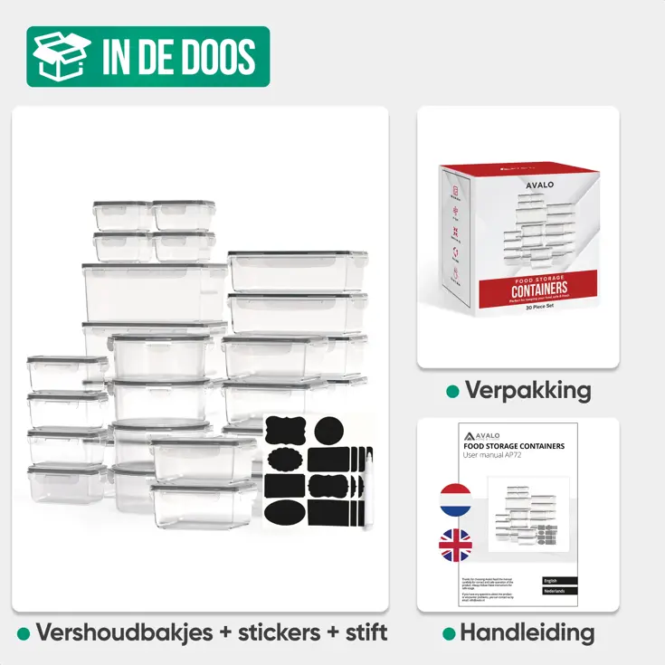 Vershoudbakjes Plastic - 30 Delig