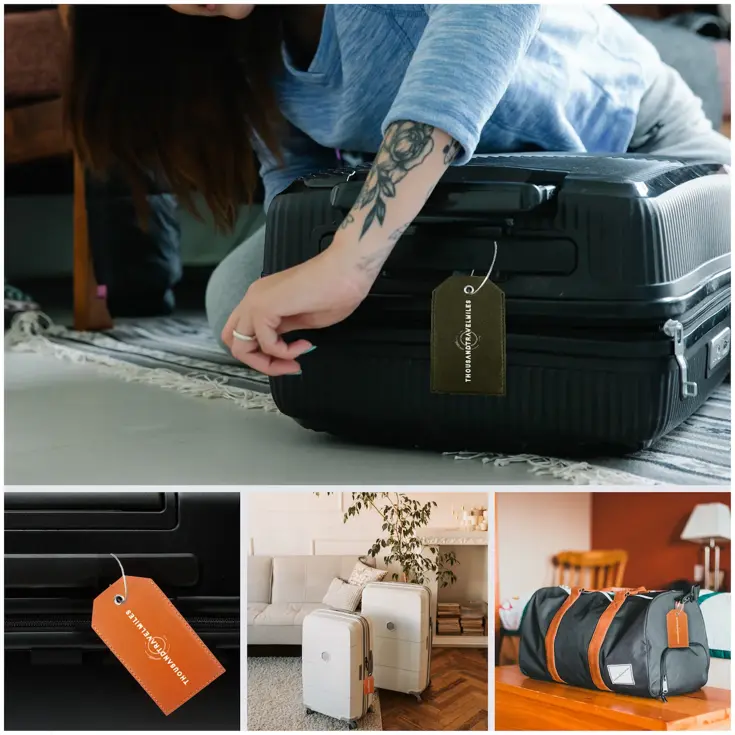 Bagagelabel – 4 stuks – Leer – Roze