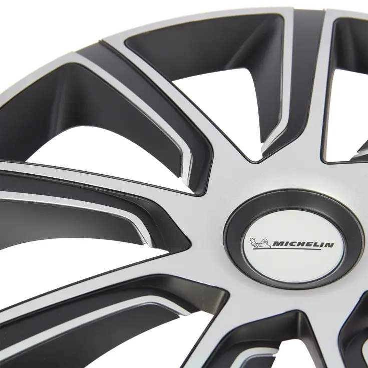 Wieldoppen - 14 inch - zilver/zwart - 4 stuks