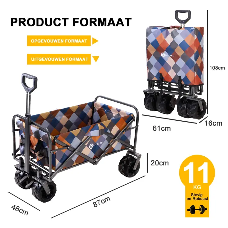 Packaway Opvouwbare Bolderkar 80KG – Blok