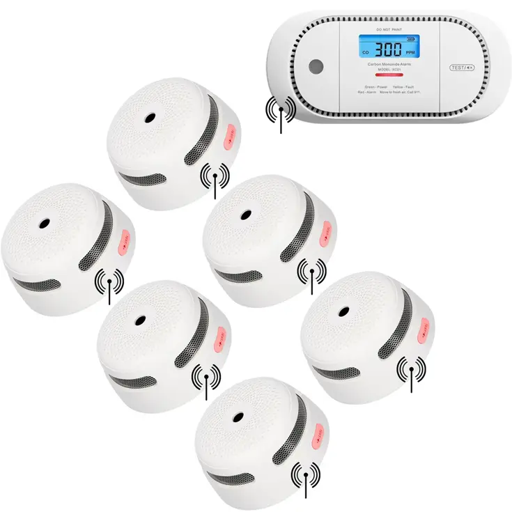 XS01-W Koppelbare rookmelder 6x en CO-melder