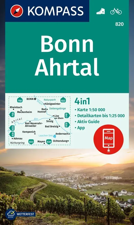 Kompass Wandelkaart WK820 Bonn - Ahrtal