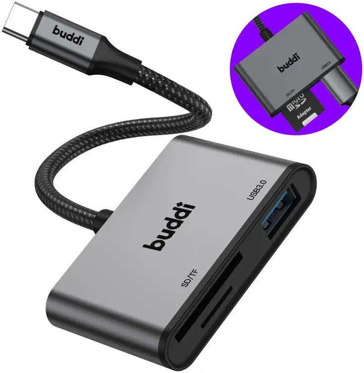 Ease USB-C SD Kaart Kaartlezer Grijs