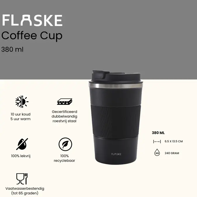 FLASKE 380ML  RVS Koffiebeker to Go