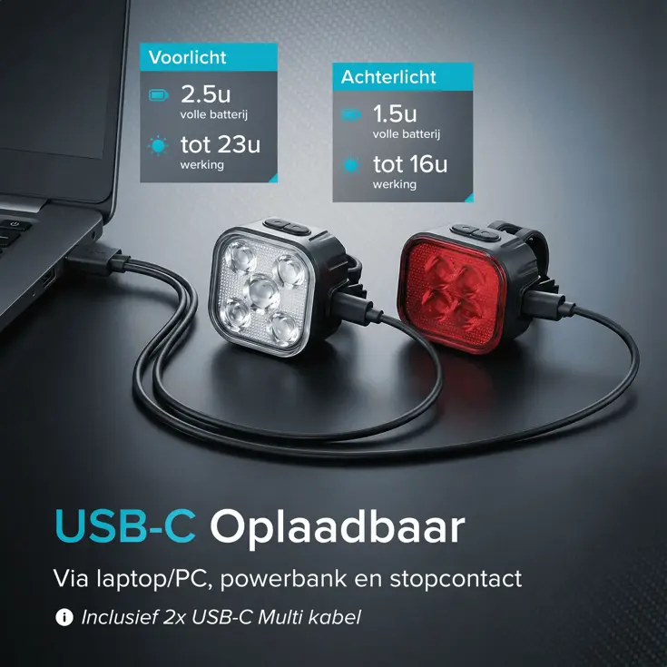 4x Fietslampjes - LED Achterlicht en Voorlicht
