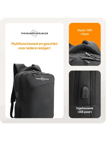 Rugzak met 17" laptopvak en antidiefstal vak