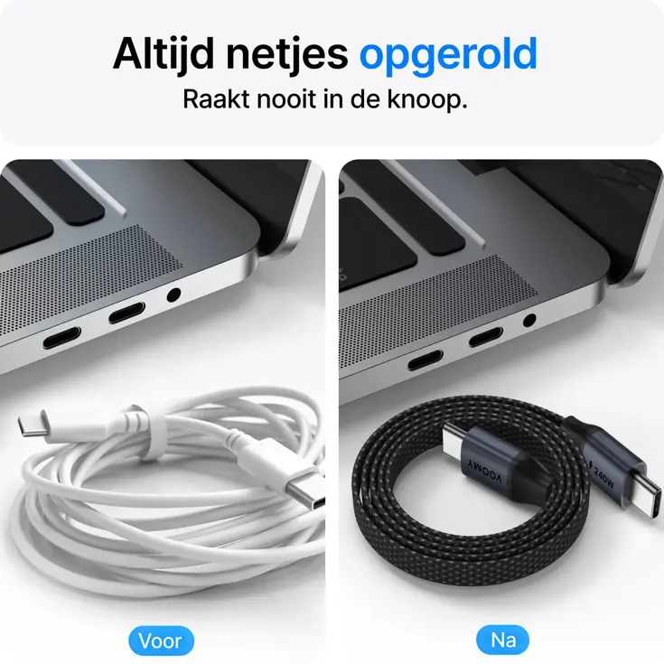 Connect C510 - USB-C Kabel plat - 240W 2M