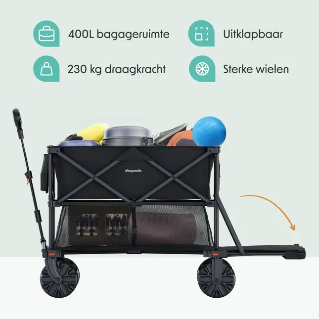 LifeGoods Dubbele Bolderkar – 200KG