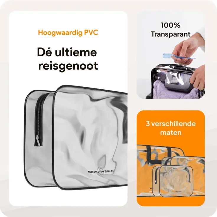 Doorzichtige Reis Toilettas - Set van 3 Stuks