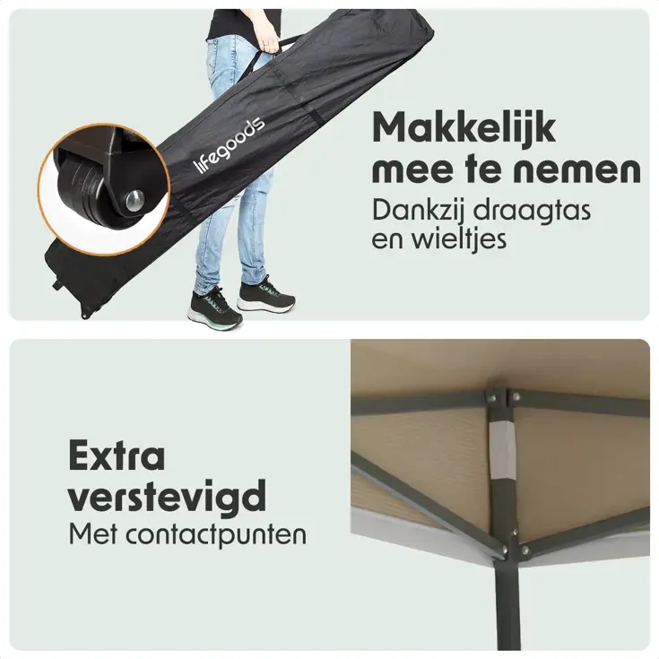 LifeGoods Partytent met Zijwanden– 3x6 m