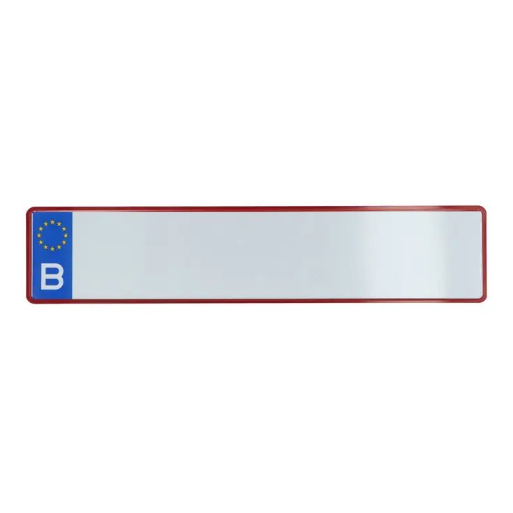Belgische kentekenplaat 52x11cm wit/rood