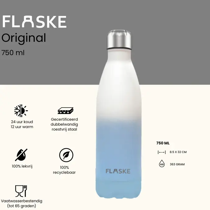 FLASKE 750 ml RVS Drinkfles