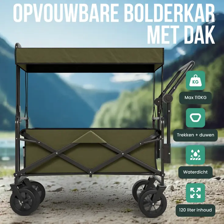 Bolderkar Opvouwbaar XL met Dak