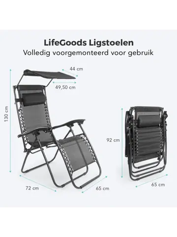 LifeGoods Opvouwbare Tuinstoelen - 2-pack