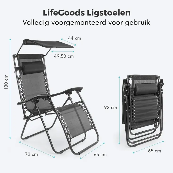 LifeGoods Opvouwbare Tuinstoelen - 2-pack