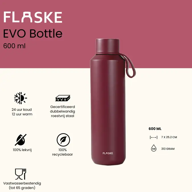 FLASKE 600ML  RVS Drinkfles