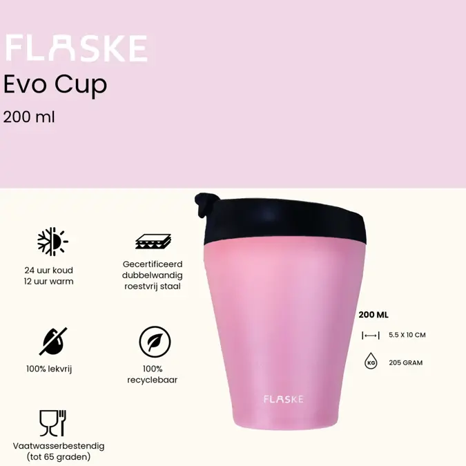 FLASKE 200ML RVS Koffiebeker to Go