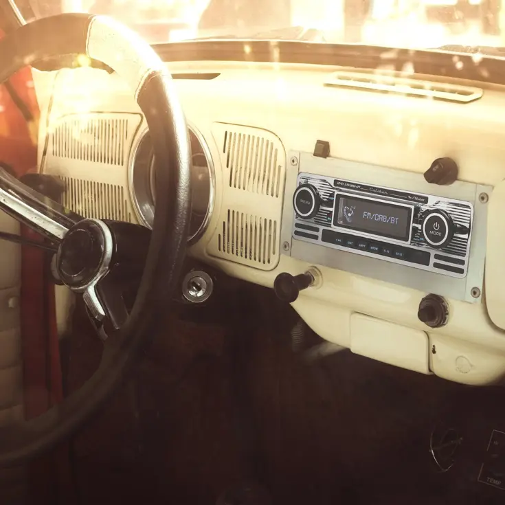 1-DIN Retro DAB+ Autoradio Chroom Bluetooth