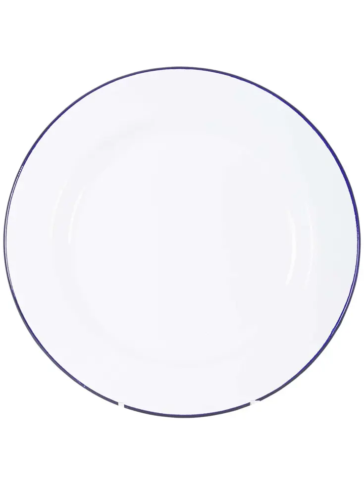 Servies Emaille 6 Stuks Wit/Blauw