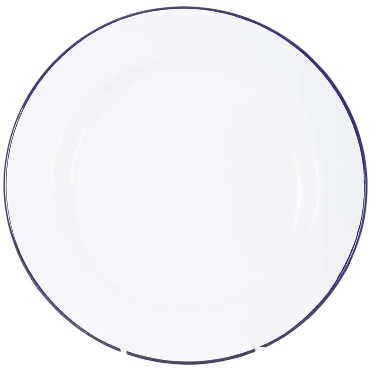 Bo-Camp Servies Emaille 6 Stuks Wit/Blauw