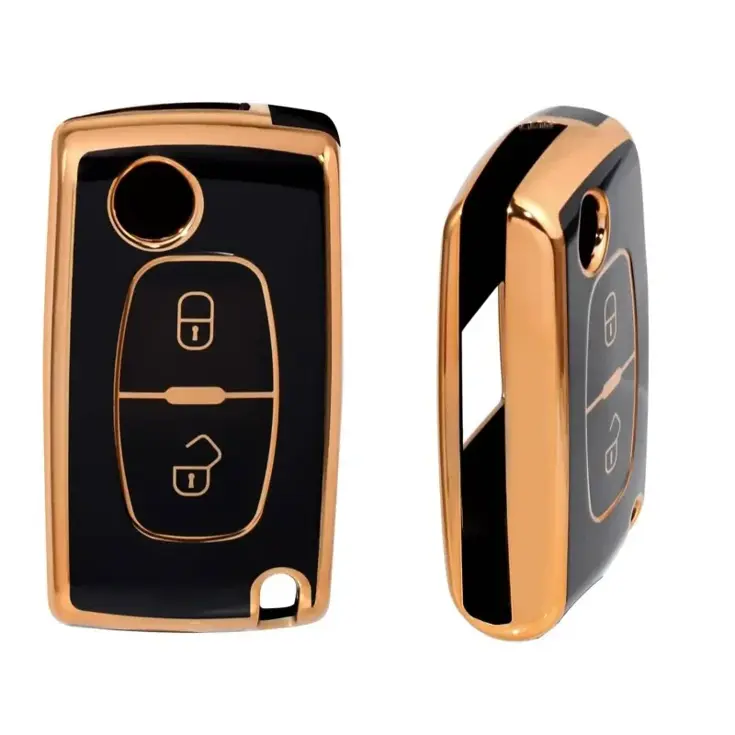 TPU Sleutelhoesje voor Peugeot goud D2