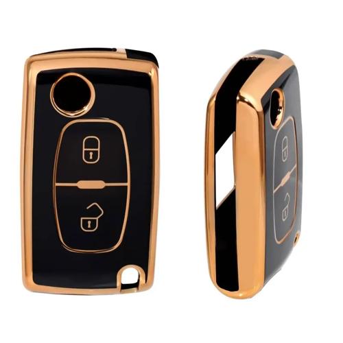 TPU Sleutelhoesje voor Peugeot goud D2