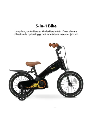 Turbo Kinderfiets 16 inch - 3 in 1 - Loopfiets