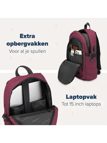 Rugtas – 25L – 15,6Inch – Burgundy