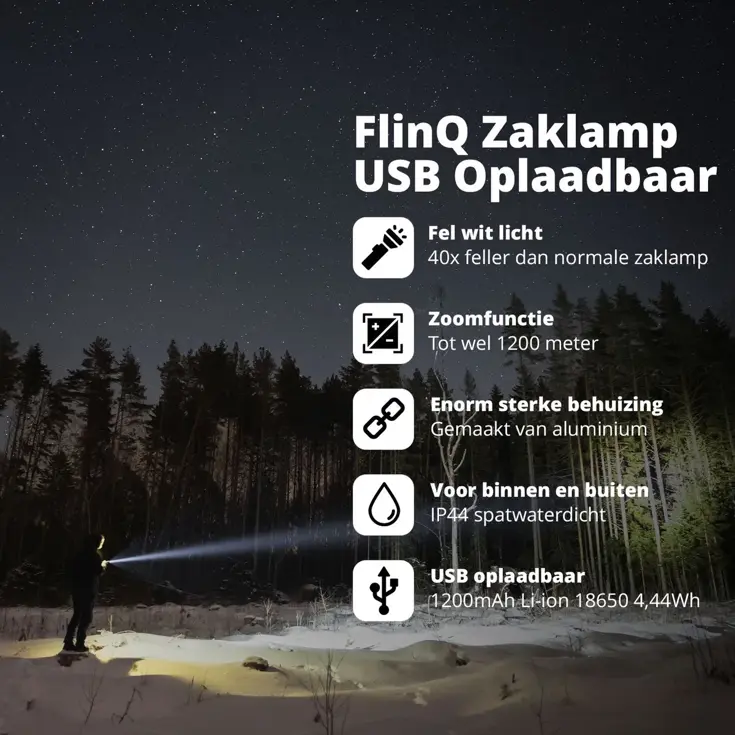 Oplaadbare Zaklamp - 1200 meter bereik