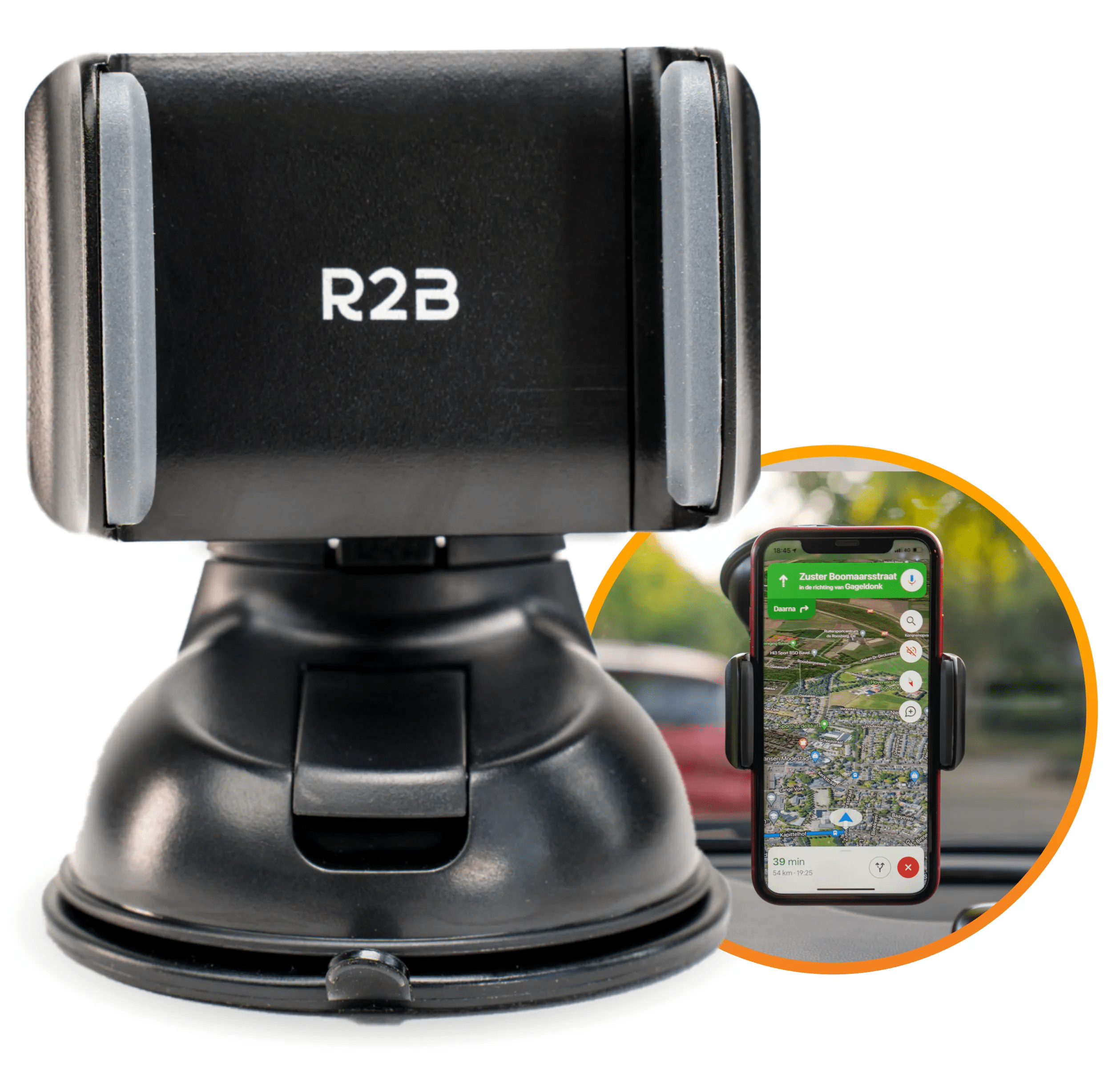 R2B  Telefoonhouders Auto Zuignap Compact  Zwart main product image