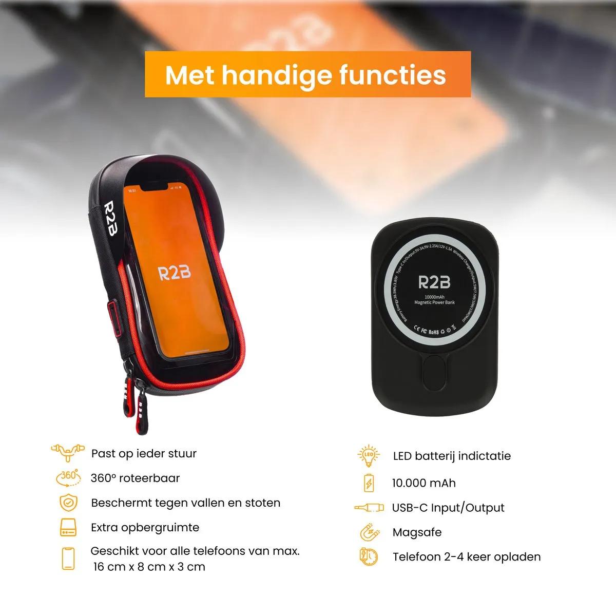 R2B Waterdichte Telefoonhouder Fiets met Powerbank geschikt voor