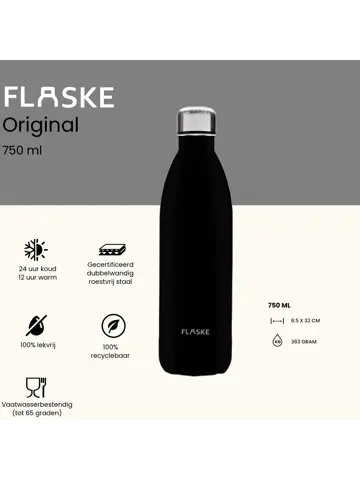 FLASKE 750 ml  RVS Drinkfles