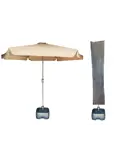CUHOC Parasol Taupe Ø3m + grote Voet en hoes