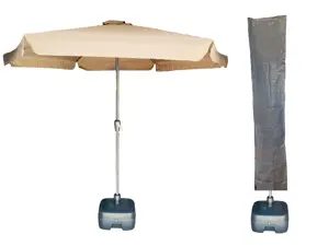 CUHOC Parasol Taupe Ø3m + grote Voet en hoes