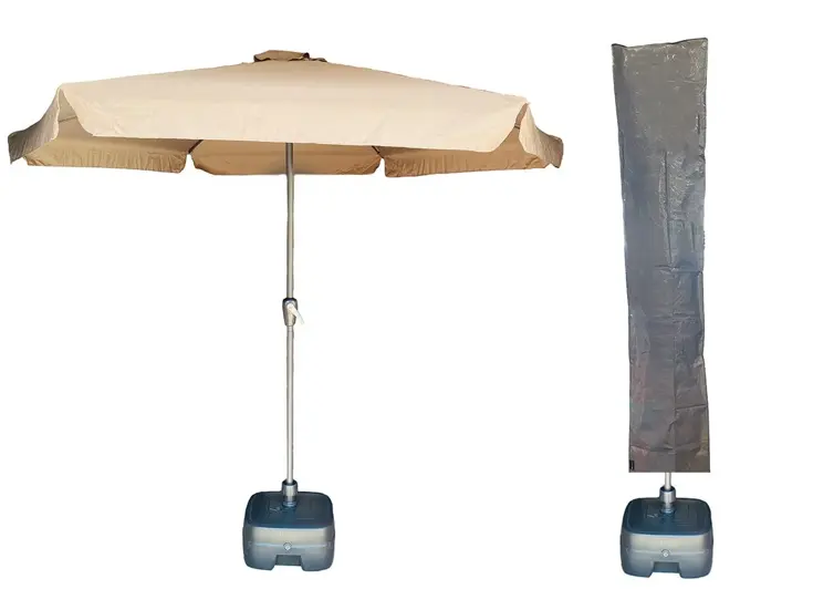 CUHOC Parasol Taupe Ø3m + grote Voet en hoes