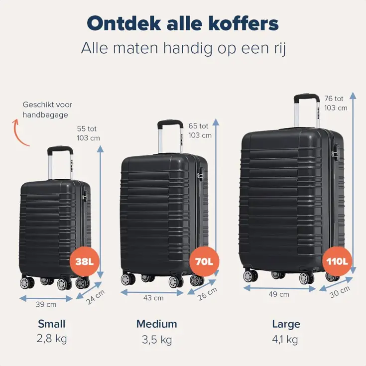 Handbagage Koffer – 38L – Zwart