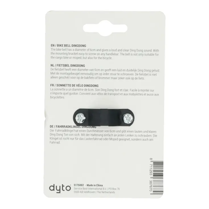 Grote Ding Dong fietsbel 60mm zwart