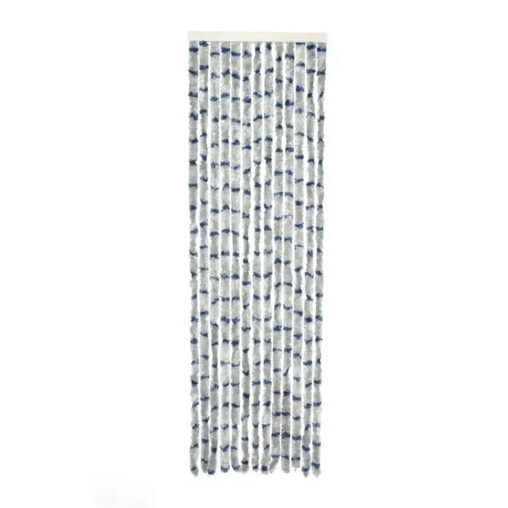 Chenille Streep grijs/blauw 56x185