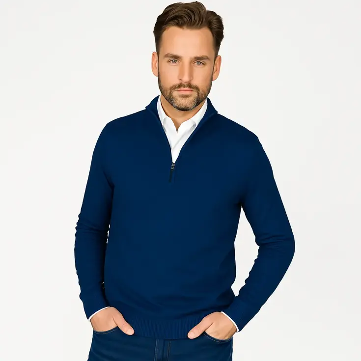 Heren Mock Zip Pullover