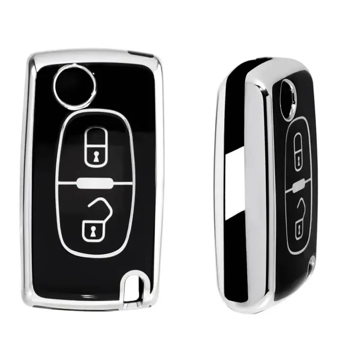 TPU Sleutelhoesje voor Peugeot zwart D2